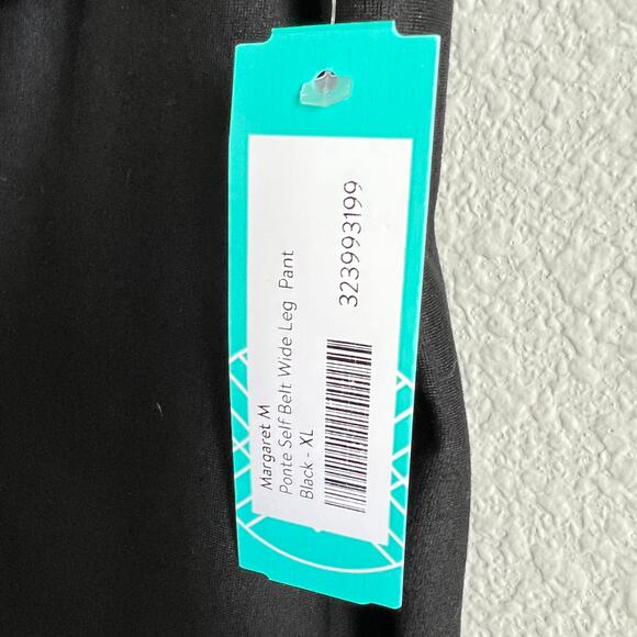 New Margaret M Black Ponte Belted Wide Leg Pants Women's XL High Rise Stitch Fix - Picture 7 of 7